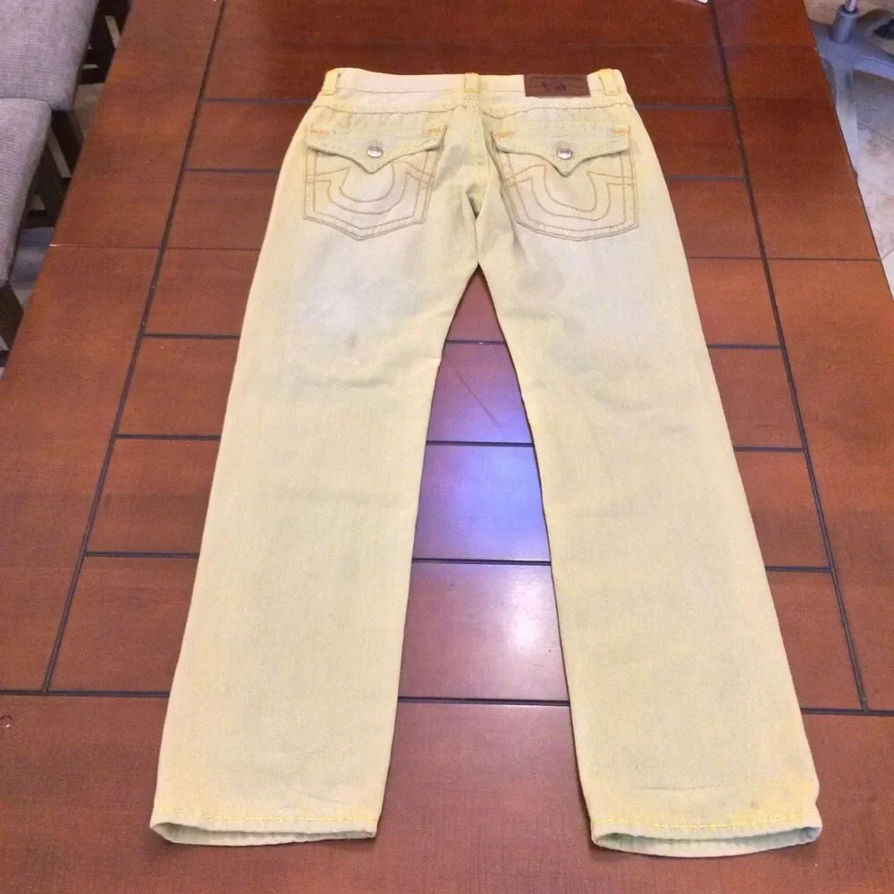 True Religion yellow wash jeans 36